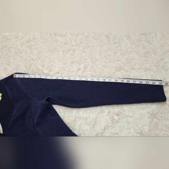 Anthropologie Maeve Sasha Navy Fit and Flare Textured Long Sleeve Dress Sz Large - Picture 9 of 12